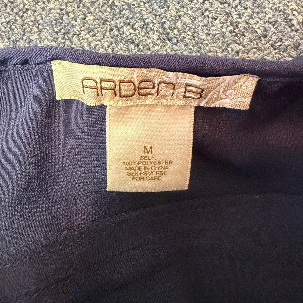 Arden B Womens Navy Blue Ruffle V-Neck Smocked Waist Romper Size M - Picture 2 of 5